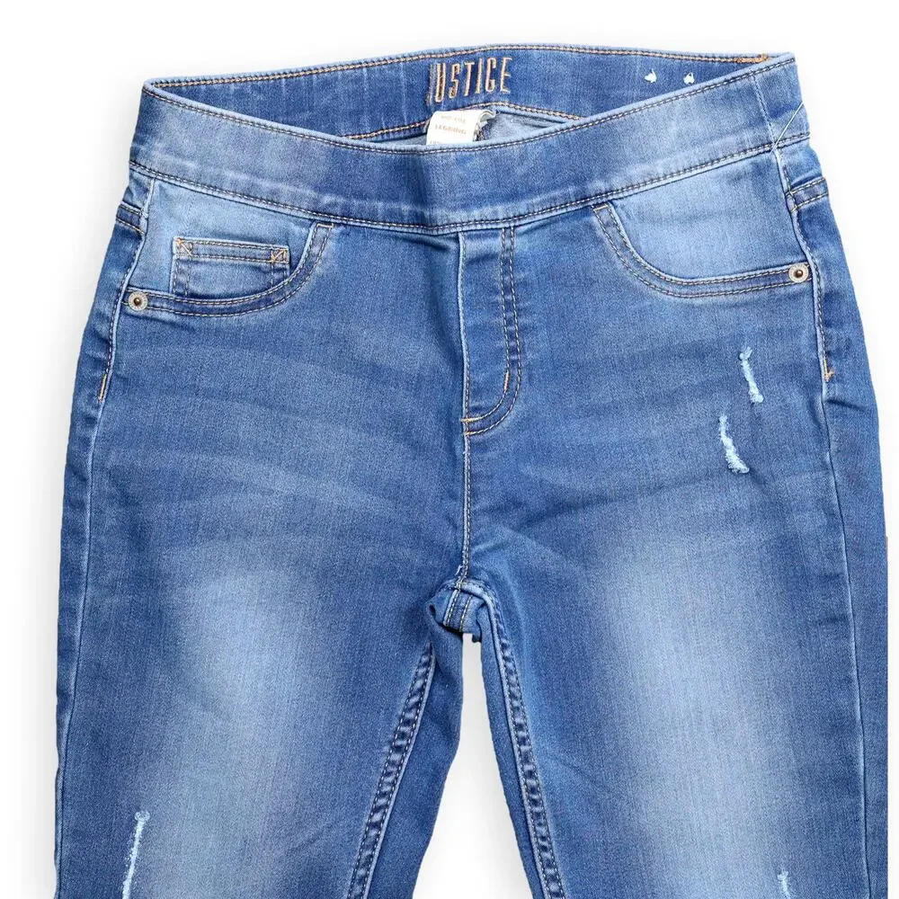 Justice Girls Medium Wash Distressed Jeggings 12